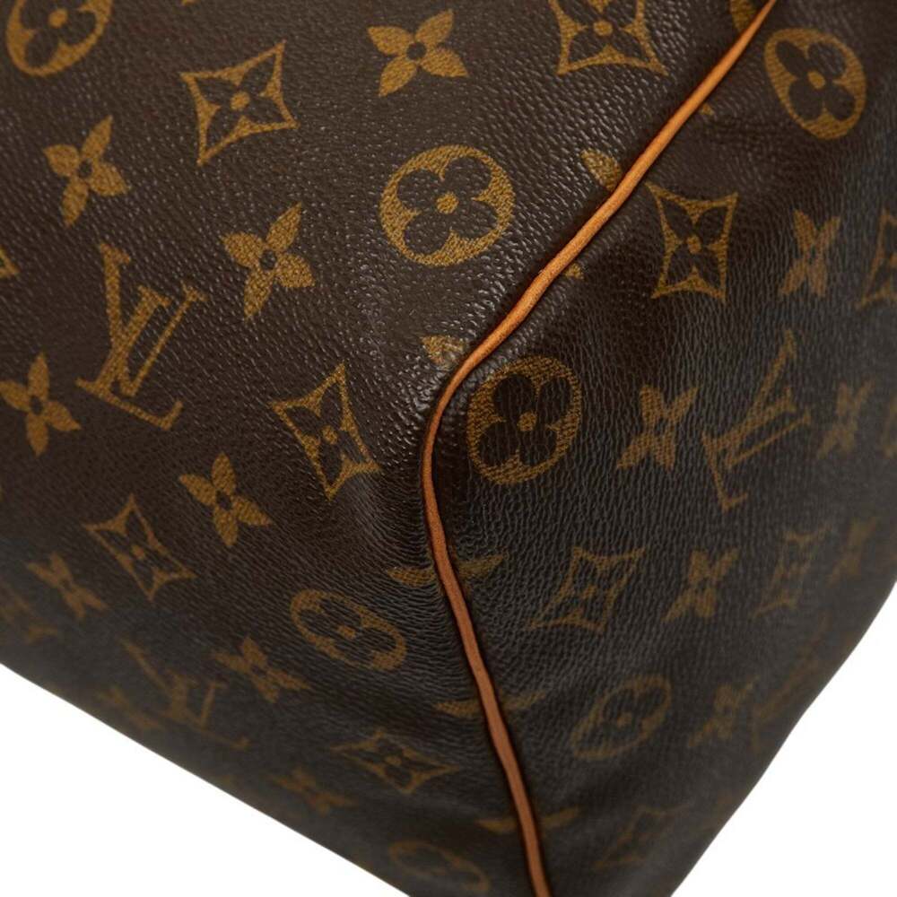 LOUIS VUITTON Authentic Brown Monogram Leather Speedy 35 Boston Bag - Picture 5 of 12
